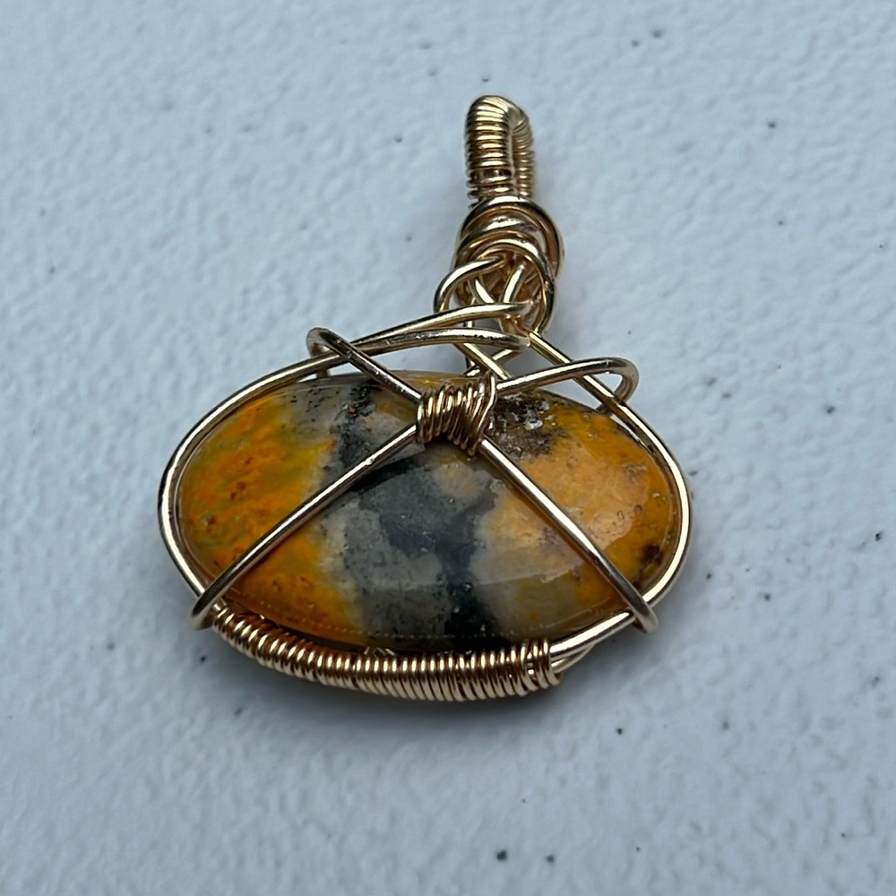 Bumblebee Jasper wire wrapped pendant